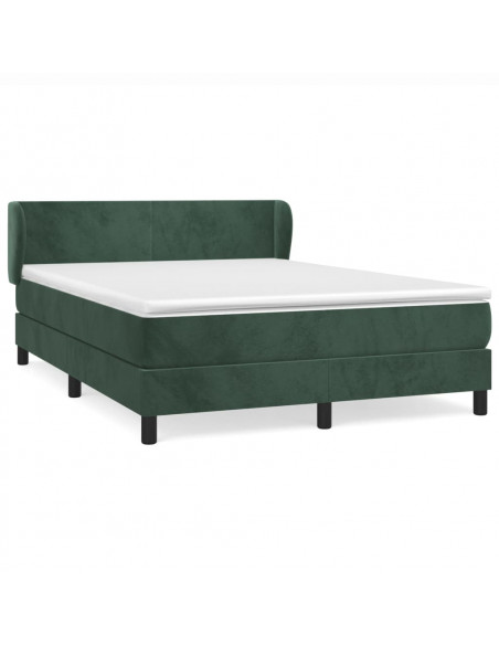 Giroletto a Molle con Materasso Verde Scuro 140x200 cm Velluto