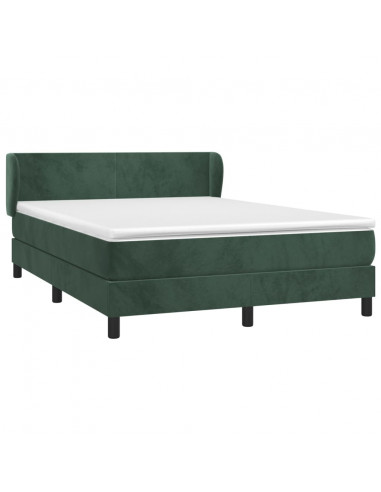 Giroletto a Molle con Materasso Verde Scuro 140x200 cm Velluto