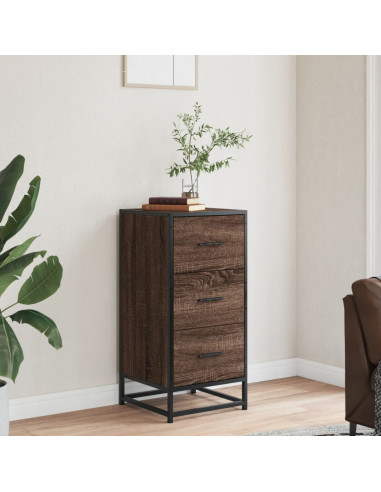 Credenza Rovere Marrone 35,5x35x76 cm in Truciolato e Metallo