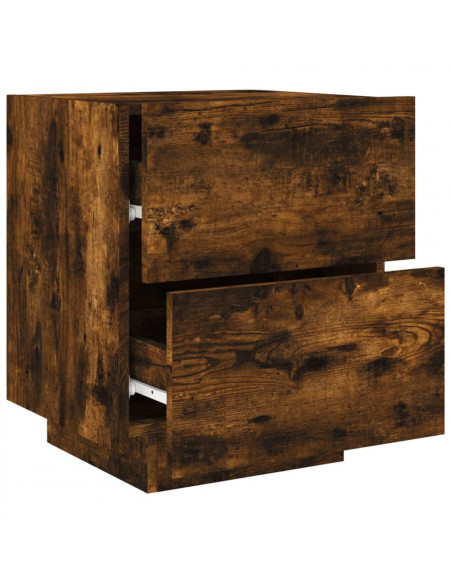 Comodini con Luci LED 2pz Rovere Fumo in Legno Multistrato