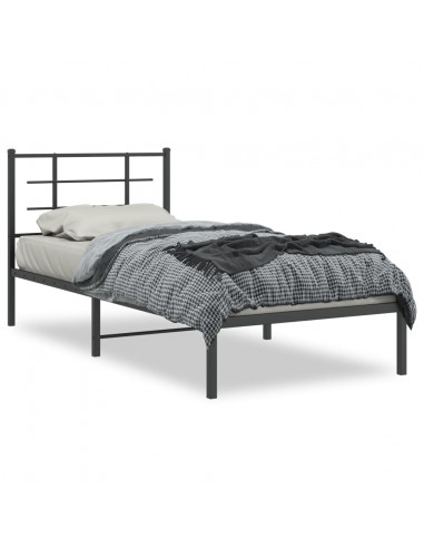 Giroletto con Testiera in Metallo Nero 90x190 cm