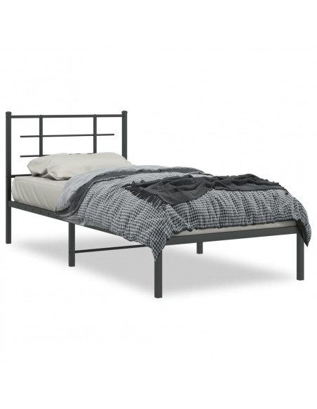 Giroletto con Testiera in Metallo Nero 90x190 cm