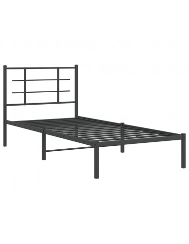 Giroletto con Testiera in Metallo Nero 90x190 cm