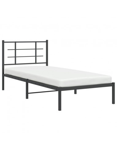 Giroletto con Testiera in Metallo Nero 90x190 cm