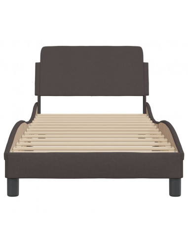 Giroletto con Testiera Marrone Scuro 80x200 cm in Tessuto