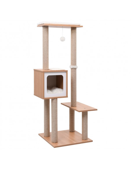 Albero per Gatti con Tappeto Tiragraffi in Sisal 129 cm