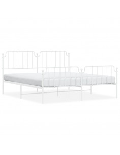 Giroletto con Testiera e Pediera Metallo Bianco 183x213 cm 2