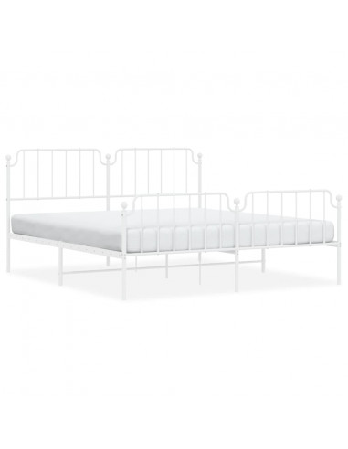 Giroletto con Testiera e Pediera Metallo Bianco 183x213 cm