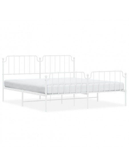Giroletto con Testiera e Pediera Metallo Bianco 183x213 cm