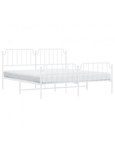 Giroletto con Testiera e Pediera Metallo Bianco 183x213 cm