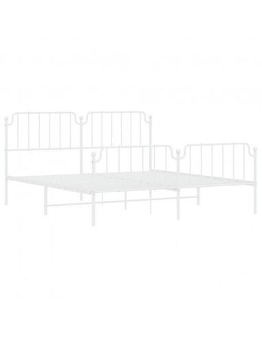 Giroletto con Testiera e Pediera Metallo Bianco 183x213 cm