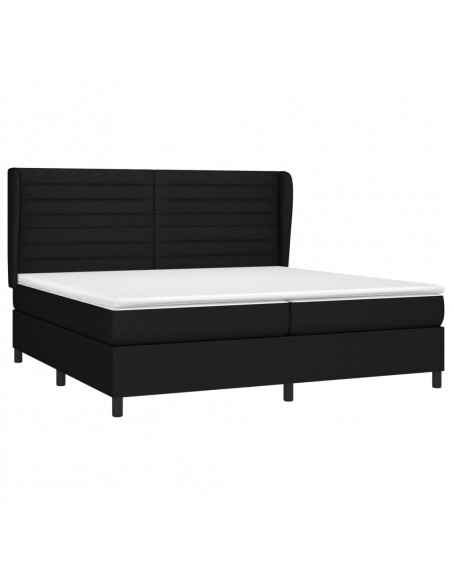 Giroletto a Molle con Materasso Nero 200x200 cm in Tessuto