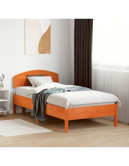 Testiera Marrone Cera 90 cm in Legno Massello di Pino