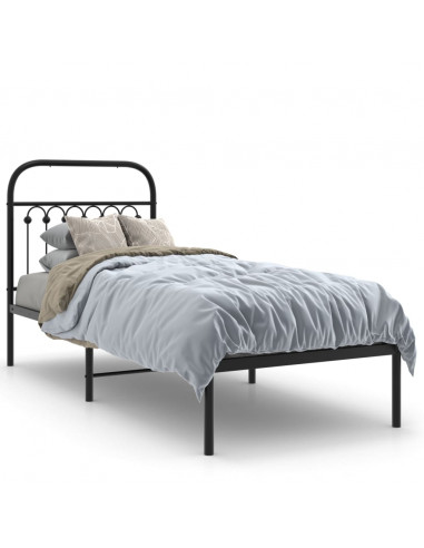 Giroletto con Testiera in Metallo Nero 75x190 cm