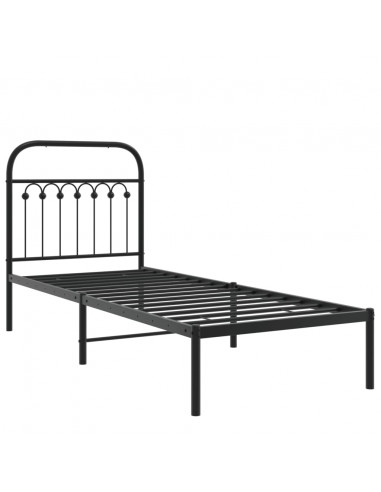 Giroletto con Testiera in Metallo Nero 75x190 cm