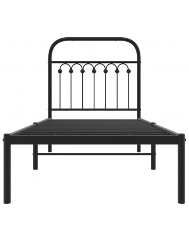 Giroletto con Testiera in Metallo Nero 75x190 cm