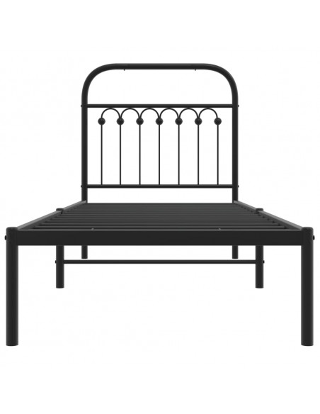 Giroletto con Testiera in Metallo Nero 75x190 cm