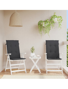 Cuscini per Sedie 2 pz Neri 120x50x3 cm in Tessuto 2