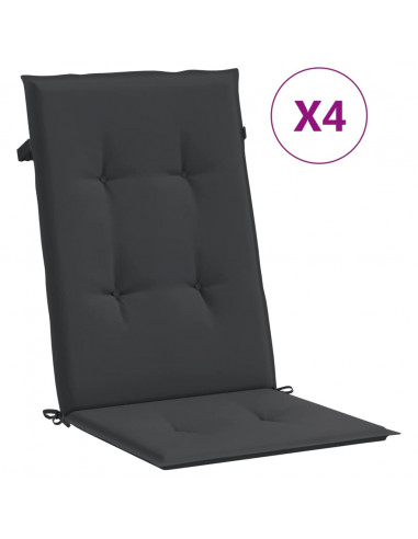 Cuscini per Sedie 4 pz Neri 120x50x3 cm in Tessuto