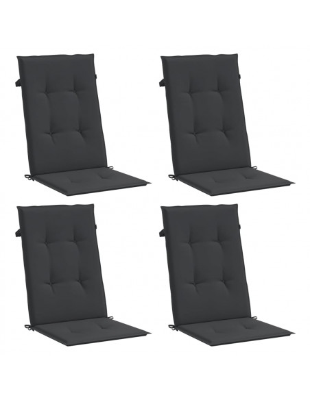 Cuscini per Sedie 4 pz Neri 120x50x3 cm in Tessuto