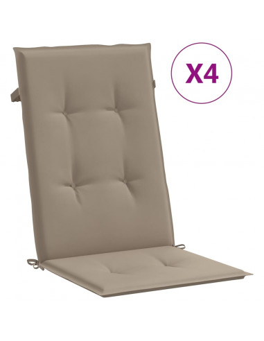 Cuscini per Sedie Alte 4 pz Tortora 120x50x3 cm in Tessuto