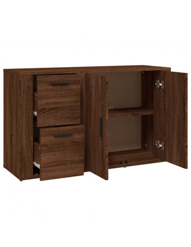Credenza Rovere Marrone 100x33x59,5 cm in Legno Multistrato