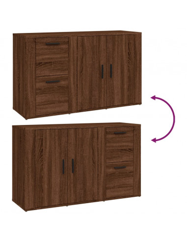 Credenza Rovere Marrone 100x33x59,5 cm in Legno Multistrato