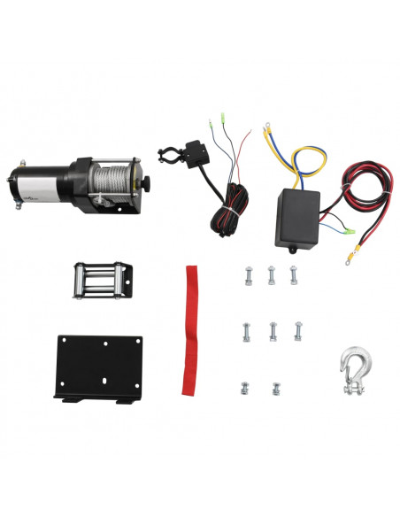 Verricello Elettrico 12 V 1360 kg con Piastra e Rullo Passacavo