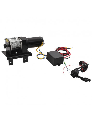 Verricello Elettrico 12 V 1360 kg con Piastra e Rullo Passacavo