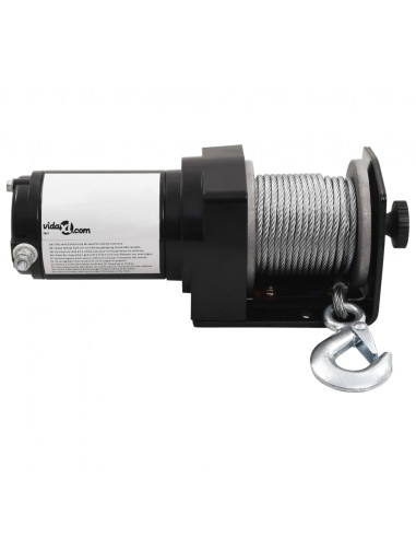 Verricello Elettrico 12 V 1360 kg con Piastra e Rullo Passacavo