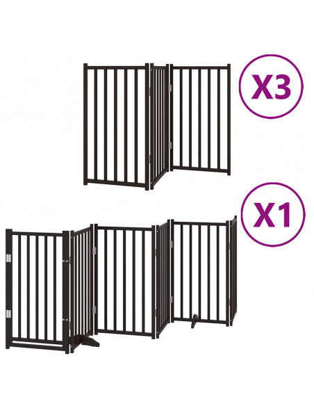 Cancello Cani Porta Pieghevole Nero 15 Pannelli 750 cm Pioppo