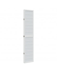 Divisorio Ambienti 4Pannelli Bianco Legno Massello di Paulownia