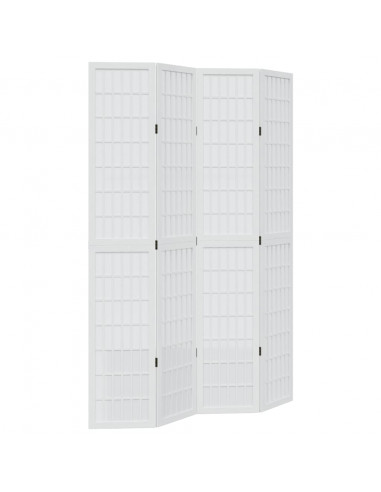 Divisorio Ambienti 4Pannelli Bianco Legno Massello di Paulownia