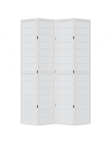 Divisorio Ambienti 4Pannelli Bianco Legno Massello di Paulownia