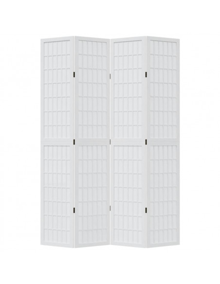 Divisorio Ambienti 4Pannelli Bianco Legno Massello di Paulownia