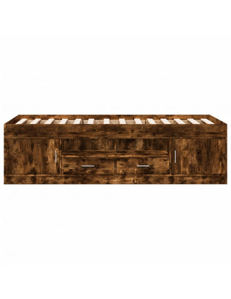 Divano Letto con Cassetti Rovere Fumo 100x200 cm Multistrato