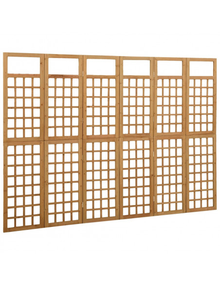 Divisorio a 6 Pannelli in Legno Massello di Abete 242,5x180 cm