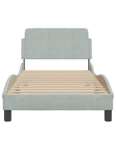 Giroletto con Testiera Grigio Chiaro 90x200 cm in Velluto