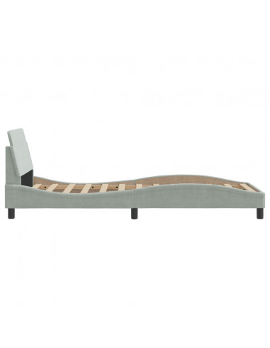 Giroletto con Testiera Grigio Chiaro 90x200 cm in Velluto