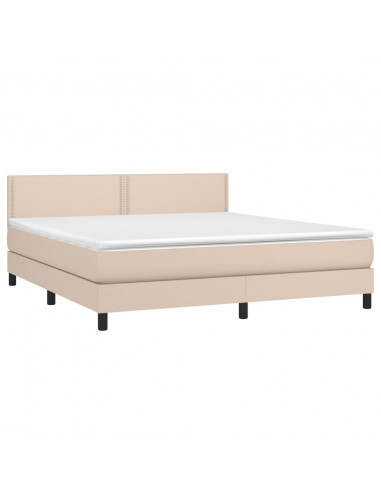 Giroletto Molle Materasso e LED Cappuccino 160x200cm Similpelle