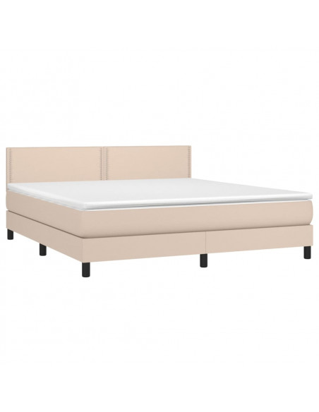 Giroletto Molle Materasso e LED Cappuccino 160x200cm Similpelle