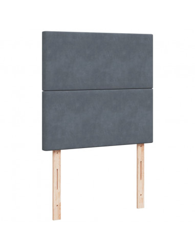 Giroletto a Molle con Materasso Grigio Scuro 90x200 cm Velluto