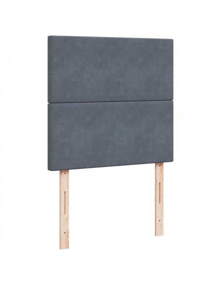 Giroletto a Molle con Materasso Grigio Scuro 90x200 cm Velluto