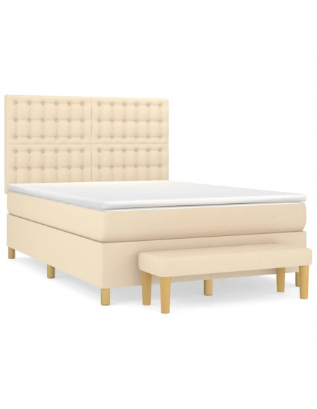 Giroletto a Molle con Materasso Crema 140x19 cm in Tessuto