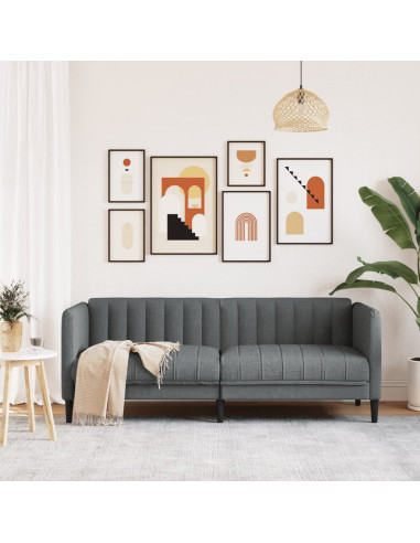 Divano a 2 Posti Grigio Scuro in Tessuto