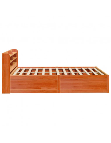 Giroletto con Testiera Marrone Cera 140x200 cm Massello Pino