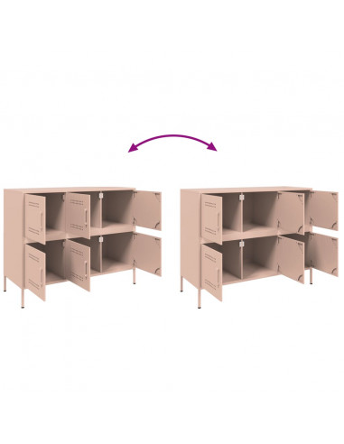 Credenza Rosa 100,5x39x79 cm in Acciaio Laminato a Freddo