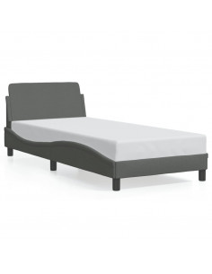 Giroletto con Testiera Grigio Scuro 90x200 cm in Tessuto 2