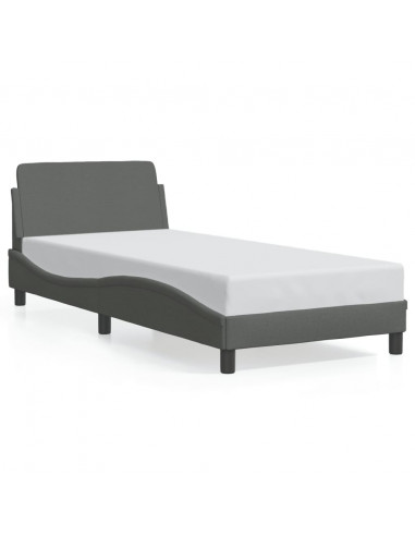 Giroletto con Testiera Grigio Scuro 90x200 cm in Tessuto