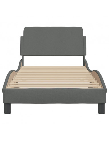 Giroletto con Testiera Grigio Scuro 90x200 cm in Tessuto